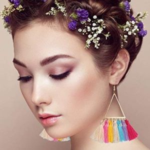 16 PR Women Colorful Dangle Tassel Earrings